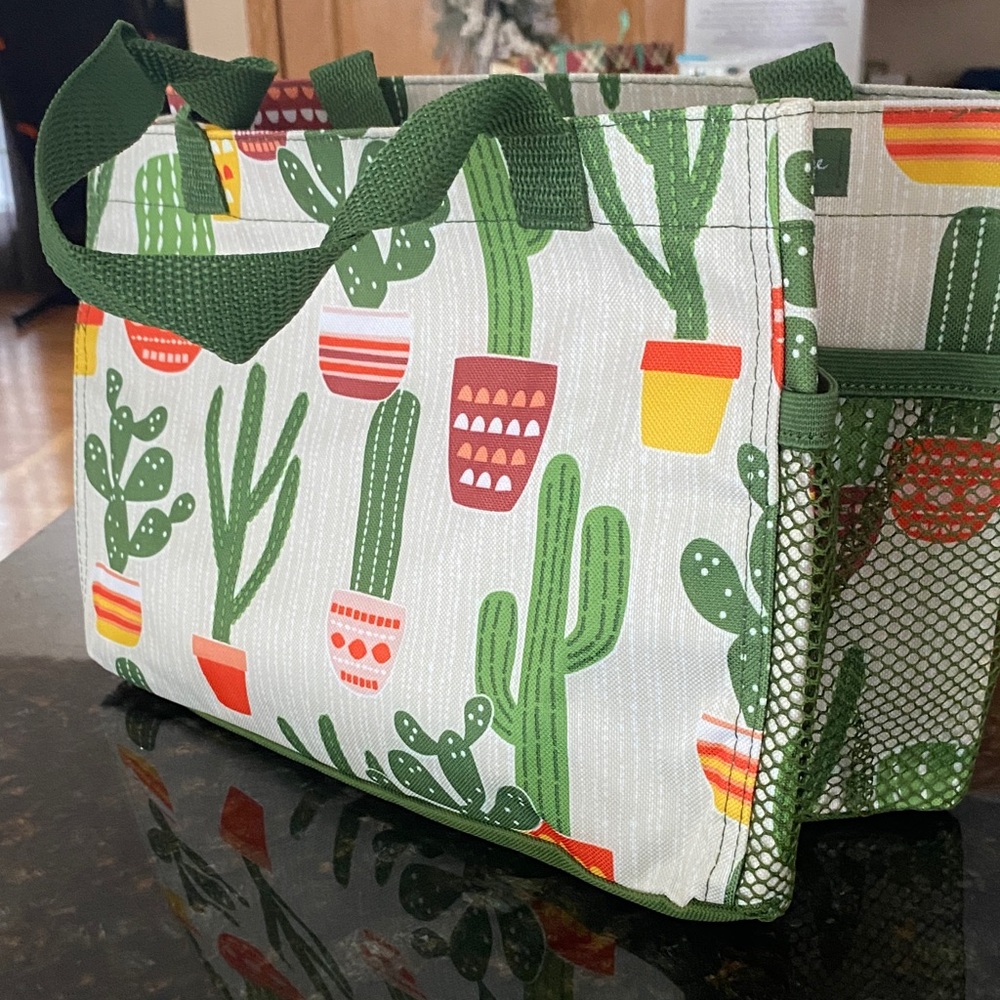 Thirty-One Cactus Print Tote with Green Accents